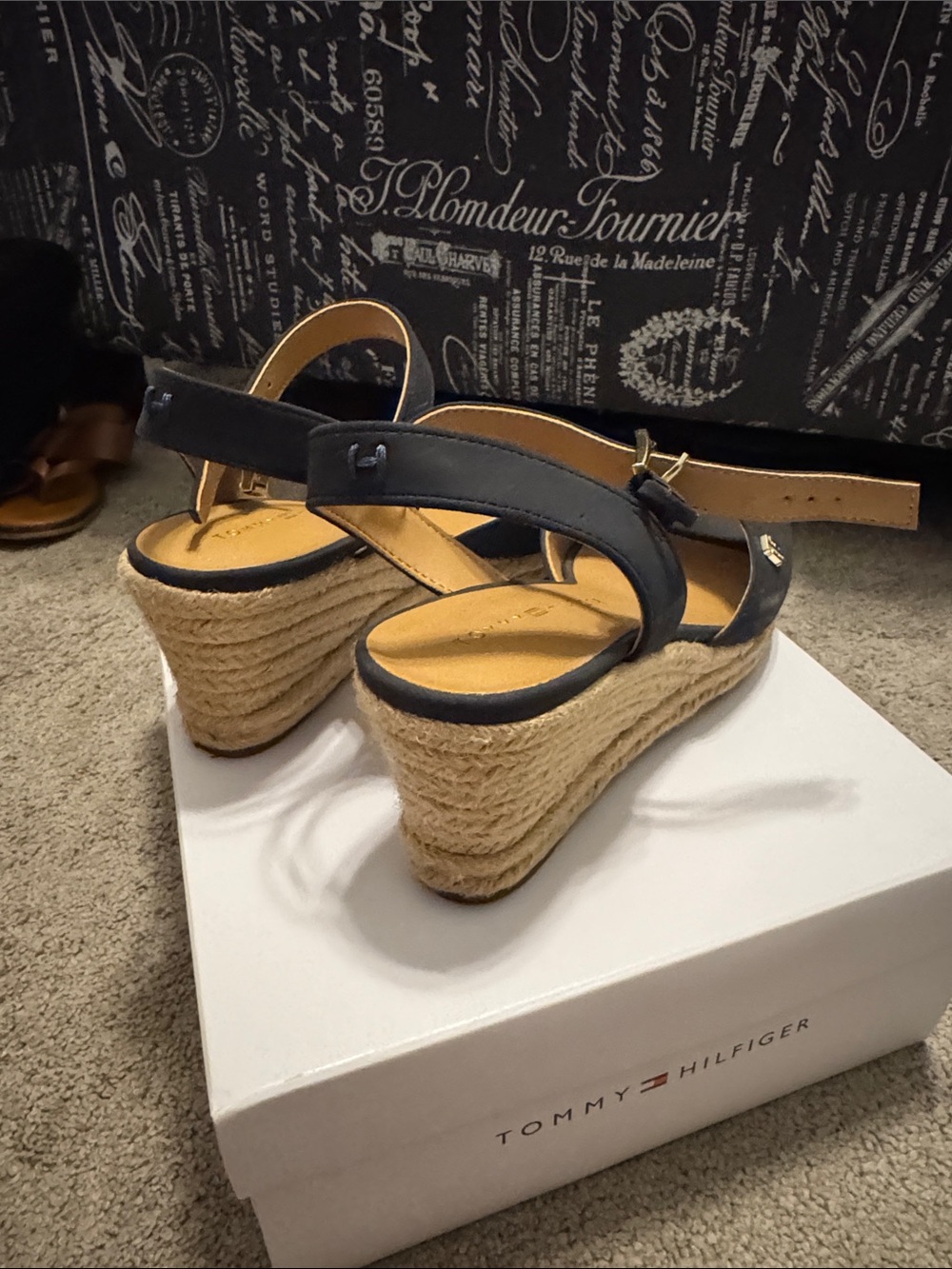 Tommy Hilfiger Navy Espadrille Wedge Sandals with Ankle Strap - Picture 7 of 12